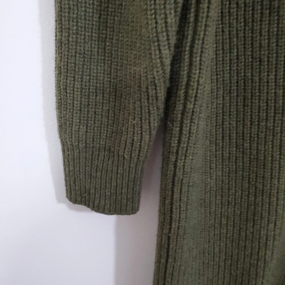 Madewell Womens Henley Sweater Dress Merino Wool Blend Olive Green Brown Size XS - Picture 3 of 10